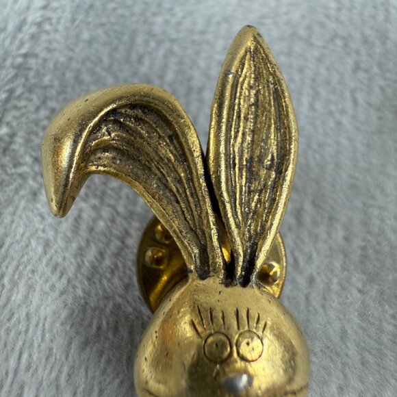 Vintage Gold-Tone Bunny Rabbit Lapel Pin Brooch Tie Tack Easter Holiday - Picture 5 of 16